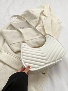 女士时尚设计简约单肩包 - 白色 - 查看 5