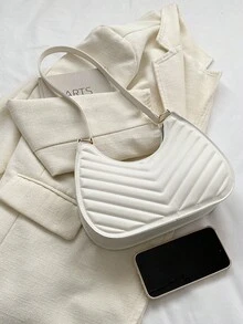 女士时尚设计简约单肩包 - 白色 - 查看 6