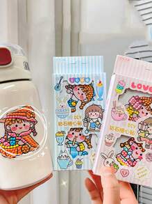 1 Set De Pegatinas De Diamantes De Imitación Adorable De Chica Rana De Dibujos Animados Para Manualidades, Botellas De Agua, Artículos De Papelería, Cuadernos, Decoraciones De Computadoras - Multicolor - Ver 6