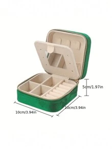 1個便攜式鏡面絨布首飾盒,包括耳環、項鍊、手鍊禮盒。方形鏡面絨布首飾盒 - 多色 - 查看 2