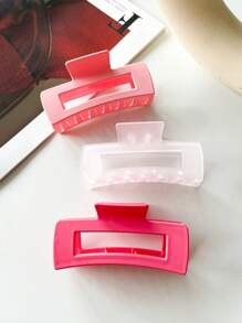 1 件-4 件女士哑光粉色基本简约风格纯色大号塑料发爪夹，时尚百搭发饰，适合日常佩戴、外出、洗脸、沐浴、化妆、搭配衣服和配饰等。休闲、学校发夹 - 彩色 - 查看 4