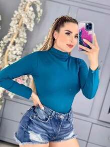 BLUSA TERMICA CUELLO ALTO BASIC TEXTURA BASICA - Neblina azul - Ver 2