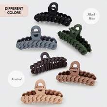 3入組塑料大爪夾-大鍊子夾子,女性適用大頭髮夾子和下巴夾子,適用於厚髮量搭配使用,小女孩的發髻夾 - 彩色 - 查看 6