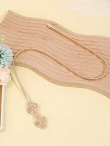 1pc Elastic Waistband With Metallic Geometric Spiral Pattern, Women'S Fashion Accessory (Gold/Silver) - Gold - View 3