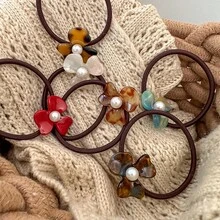 6 件可爱耐用亚克力花朵发带，女士高弹力发带，加厚发带 - 6pcs - 查看 5