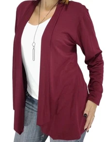 Women Cardigans - Burgundy - View 1
