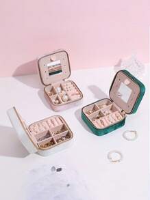 1個便攜式鏡面絨布首飾盒,包括耳環、項鍊、手鍊禮盒。方形鏡面絨布首飾盒 - 多色 - 查看 7