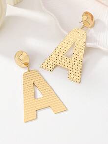 1pair European And American Style Ins Fashion Minimalist Design English Alphabet Earrings - Yellow Gold - View 3