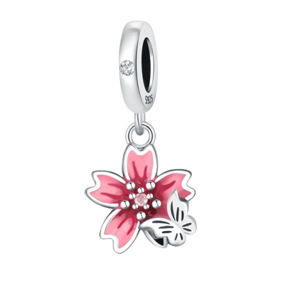 PANPOKI 1 st 925 Sterling Silver Mode Blomma Växter Hänge Original Armband Halsband Gör-det-själv smycken Passar för tjejer att bära Födelsedagspresenter Kvinnor Presenter Thanksgiving Presenter