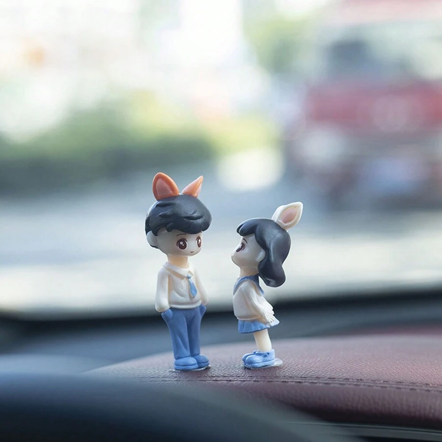 2入組兔耳情侶車用座艙裝飾,創意可愛汽車內飾 - 彩色 - 查看 1