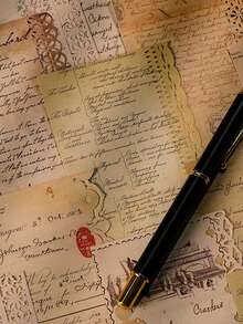 20入/袋空心紙天堂手稿系列復古英文字母手冊diy裝飾背景紙 - 彩色 - 查看 6