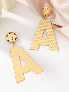 1pair European And American Style Ins Fashion Minimalist Design English Alphabet Earrings - Yellow Gold - View 4
