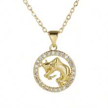 1入時尚水晶鑲嵌鋯石十二星座吊墜魅力符號占星星座項鍊,男女皆宜 - 金色 - 查看 20