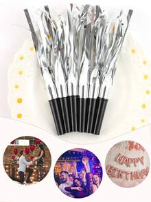 30 件成人金色流蘇噪音製造器,噪音製造者派對吹哨口哨派對吹奏派對禮物噪音製造器,派對吹風機噪音製造器生日,畢業體育賽事新年派對,適合婚禮、派對、新娘送禮會、嬰兒送禮會、生日派對、單身派對、婚禮派對 - 銀色 - 查看 7