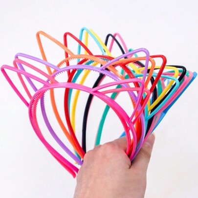 1set/12pcs Girls' Colorful Cute Cat Ear Headband For Spring, Birthday Party, Festivals