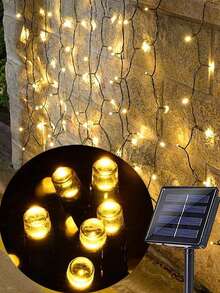 1 件 Led 燈 5 M、7 M、12 M、20/50/100 Led 8 模式太陽能 Falry Ight 戶外防水 Mutcolr/暖白色/白色節日派對裝飾、花園和庭院裝飾 - 黑色 - 查看 6