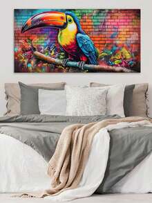 1 件,塗鴉巨嘴鳥牆壁海報熱帶叢林鳥街頭藝術圖案帆布印刷品牆壁裝飾家居裝飾創意禮品防水帆布非常適合客廳、臥室、辦公室牆壁裝飾牆壁藝術畫無框帆布畫 - 紅色 - 查看 4
