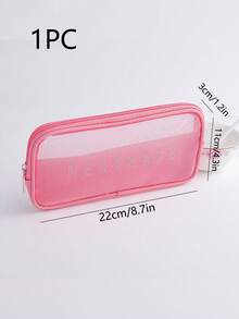 3入組網眼透明化妝包洗漱袋，紅色信封化妝包帶拉鍊口洗漱袋收納袋便攜式化妝包，大容量防塵洗漱袋美容化妝袋護膚洗漱袋收納袋，柔軟方便的洗漱袋，旅行和戶外化妝袋洗漱袋旅行袋旅行化妝包旅行套裝 - 粉色 - 查看 6
