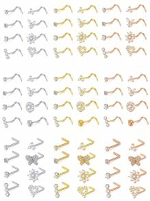 CIZME 8 piezas/set Pendientes de nariz de plata y oro para mujeres de 18G 20G, pendientes de nariz en forma de sacacorchos en L, pendientes de nariz de acero inoxidable, joyas de piercing de nariz de acero inoxidable para fosa nasal