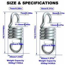 2入組4.3英寸/4.5英寸吊床椅彈簧、門廊擺動彈簧鉤、懸掛運動彈簧、吊床、拳擊袋、吊椅、健身房、露台鞦韆掛鉤加強彈簧 - 銀色 - 查看 2