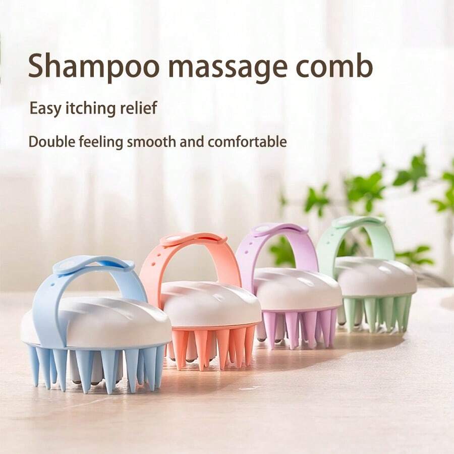 1pc Hair Washing, Massage Comb, Silicone Massage, Scalp Universal Itching For Both Men And Women - Mint Green - View 1