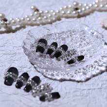 10pcs High-End Black And White Colored Rhinestone Decorated Pure Handmade Arm Wear Set, Ideal For Parties, Bars, And Gatherings - Black - View 3