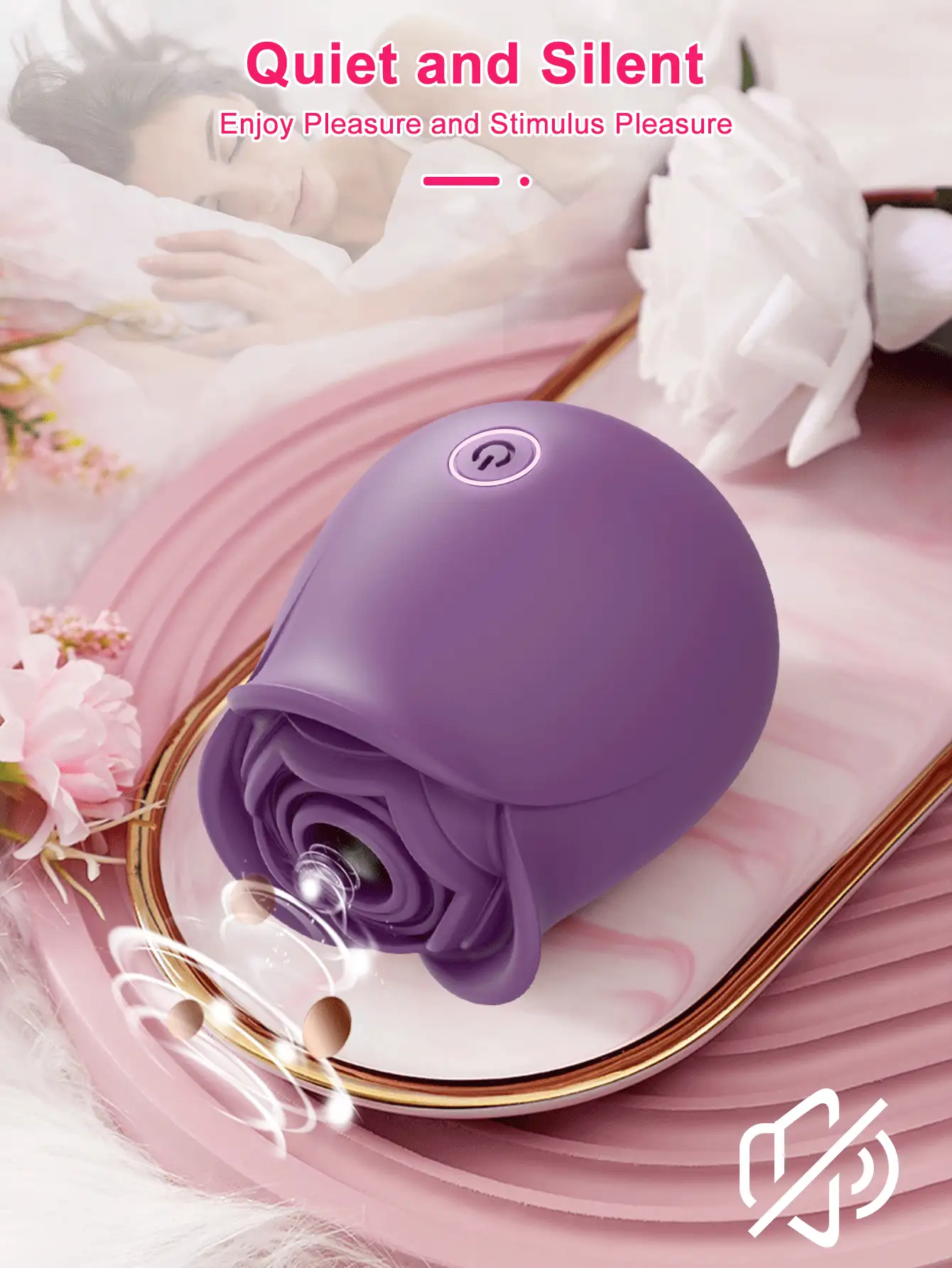 Women's Sex Toys, Rose-Shaped Sucking Vibrator, Clitoral Sucker, 10 Sucking Modes, Nipple Stimulator Vibrator, Women's Sex Toys - Purple - View 7
