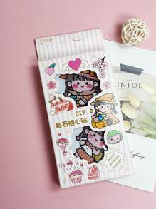 1 set Pegatinas de strass con diseño de niña calabaza, pegatinas de strass DIY para decorar vasos, papelería, cuadernos, computadoras - Multicolor - Ver 1