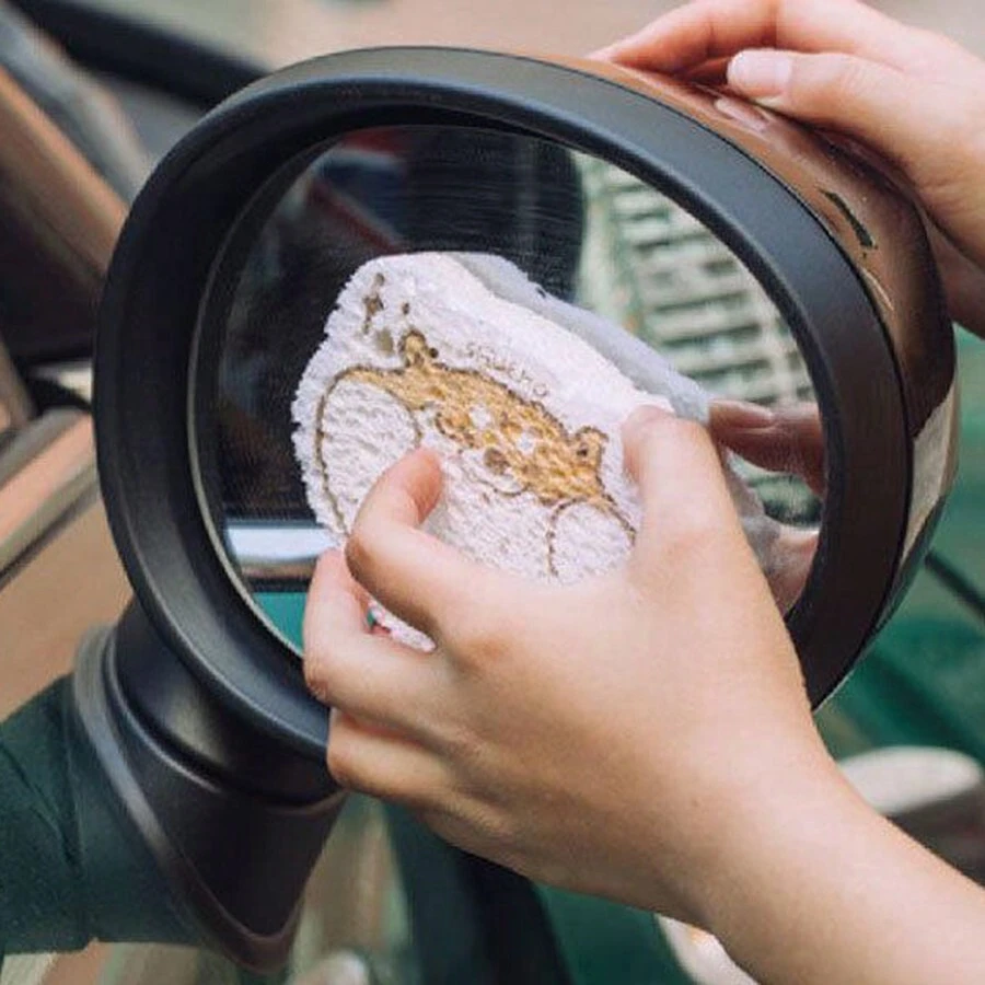 Kawaii Sponge Washcloth For Dishes Cute Cleaning Sponge Scrub Pad Cleaning Rag Dish Cleaning Brush Wok Multi-Function Dish Sponge Kitchen Wood Pulp Cartoon Dish Brush-Style Random - White - View 1