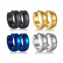 Fashionable, Minimalist, And Allergy Resistant Stainless Steel Earrings Suitable For Daily Wear As Holiday Gifts For Both Men And Women - 1 Pair Of Silver Earrings - View 14