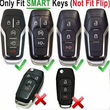 Tpu軟鑰匙套,可用於fusion F-150 Edge Explorer Mustang Lincoln Mkz Mkc 2/3/4/5按鍵智慧鑰匙的遙控器套外衣 - 銀色 - 查看 3