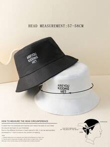 2入組黑白色中性y2k風格“你在開玩笑嗎”漁夫帽,適用於戶外運動、日常通勤防曬 - 黑與白 - 查看 4