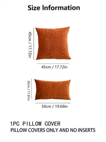1入組無填充物花紋凹凸坐墊套,海軍藍色抱枕套,適用於沙發、客廳等 - 亮橙色 - 查看 2