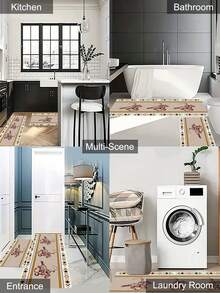 1 Pieza Tapete De Cocina Con Impresión De Estilo Vaquero, Suave, Antideslizante, Absorbente, Lavable Para Hogar, Oficina, Fregadero, Lavandería, Sala De Estar, Dormitorio - Multicolor - Ver 3