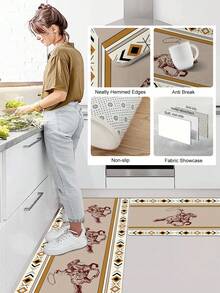1 Pieza Tapete De Cocina Con Impresión De Estilo Vaquero, Suave, Antideslizante, Absorbente, Lavable Para Hogar, Oficina, Fregadero, Lavandería, Sala De Estar, Dormitorio - Multicolor - Ver 4