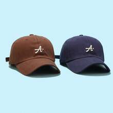 字母刺繡新款棒球帽,男女通用休閒父親牛仔帽,洗水復古堅固女式徒步旅行戶外活動防曬帽,四季通用工裝帽適用於女性 - 藏蓝色 - 查看 2