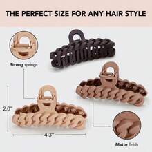 3入組塑料大爪夾-大鍊子夾子,女性適用大頭髮夾子和下巴夾子,適用於厚髮量搭配使用,小女孩的發髻夾 - 彩色 - 查看 7