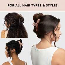 3入組塑料大爪夾-大鍊子夾子,女性適用大頭髮夾子和下巴夾子,適用於厚髮量搭配使用,小女孩的發髻夾 - 彩色 - 查看 3