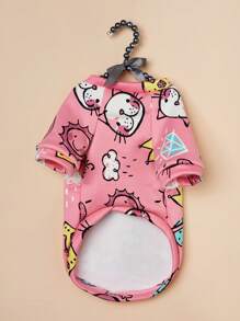 1pc Cute Cartoon Graffiti Pattern Pet Two Feet Clothes For Cat And Small/Medium-Sized Dogs, Breathable Autumn/Winter Warm Hoodie - Multicolor - View 3