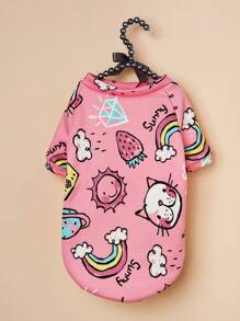 1pc Cute Cartoon Graffiti Pattern Pet Two Feet Clothes For Cat And Small/Medium-Sized Dogs, Breathable Autumn/Winter Warm Hoodie - Multicolor - View 2