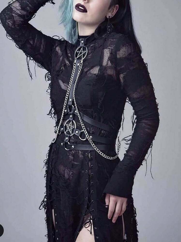 Cintura Gotica In Pelle Con Catene MUNSKT - Accessorio Punk Per Donna E Ragazza - 3