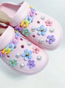 18 件木屐鞋配件 Diy 鞋扣,多彩向日葵花園鞋配件可拆式鏈條鞋配件 - 彩色 - 查看 2