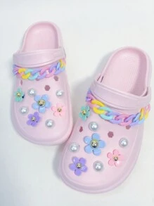 18 件木屐鞋配件 Diy 鞋扣,多彩向日葵花園鞋配件可拆式鏈條鞋配件 - 彩色 - 查看 3