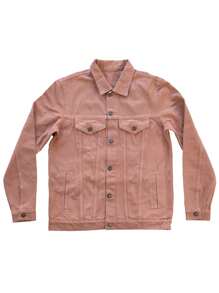 Chamarra De Mezclilla Premium Para Hombre Rosa Slim Fit - Rosa Pálido - Ver 4