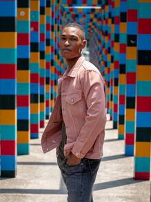 Chamarra De Mezclilla Premium Para Hombre Rosa Slim Fit - Rosa Pálido - Ver 6