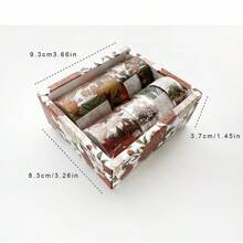 8捆/卷透明膠帶,pet材質復古日記帶,防水背膠帶,學生文具diy裝飾,ins風格 - 8卷繁花似錦 - 查看 2