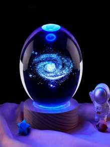1個銀河3d雕刻水晶球夜燈飾品,男女兒童同學生日禮物創意房間宇宙玻璃球家居裝飾,部分配件隨機發送 - 銀河系水晶球 - 查看 1