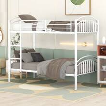 Nestfair Twin Over Twin Metal Bunk Bed With Ladder And Safety Guardrails
