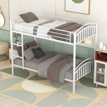 Nestfair Twin Over Twin Metal Bunk Bed With Ladder And Safety Guardrails