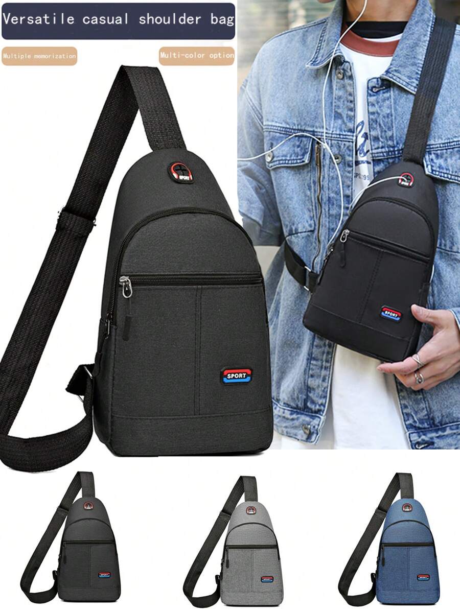 Large Capacity Men's Backpack Fashion Simple About Color Contrast Casual Crossbody Bag Business Shoulder Practical Chest Bag - Black - View 1